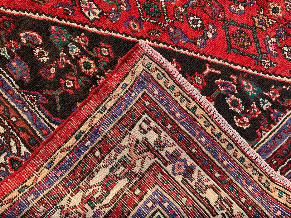 9'9 x 6'10 Handgeknoopt Perzisch wollen tapijt - Rood, ivoor & bruin traditioneel geometrisch medaillon Perzisch stijl tapijt - KBHM-1031