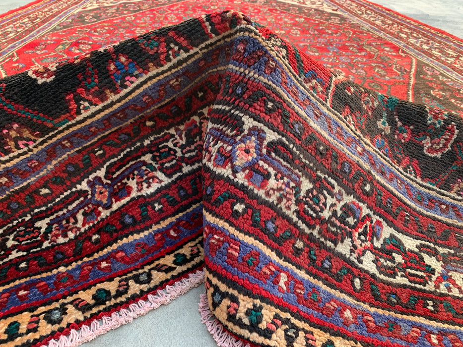 9'9 x 6'10 Handgeknoopt Perzisch wollen tapijt - Rood, ivoor & bruin traditioneel geometrisch medaillon Perzisch stijl tapijt - KBHM-1031
