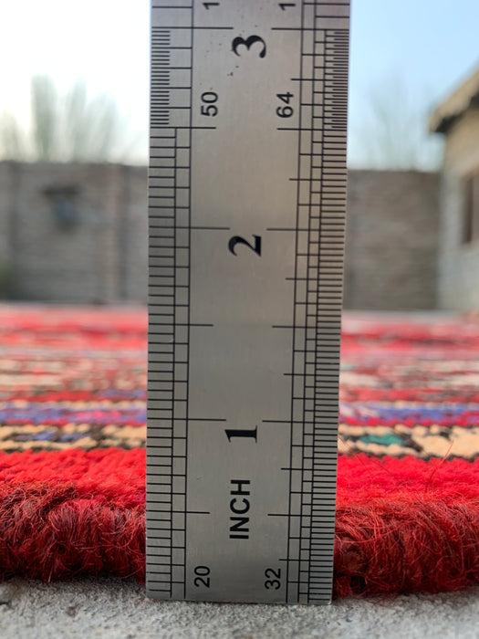 9'9 x 6'10 Handgeknoopt Perzisch wollen tapijt - Rood, ivoor & bruin traditioneel geometrisch medaillon Perzisch stijl tapijt - KBHM-1031