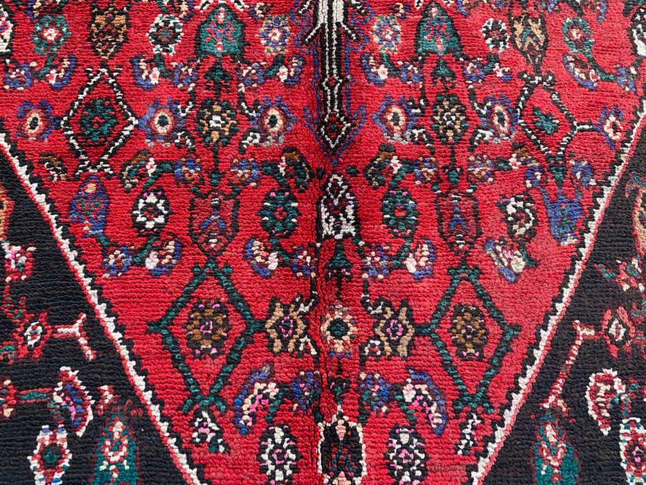 9'9 x 6'10 Handgeknoopt Perzisch wollen tapijt - Rood, ivoor & bruin traditioneel geometrisch medaillon Perzisch stijl tapijt - KBHM-1031