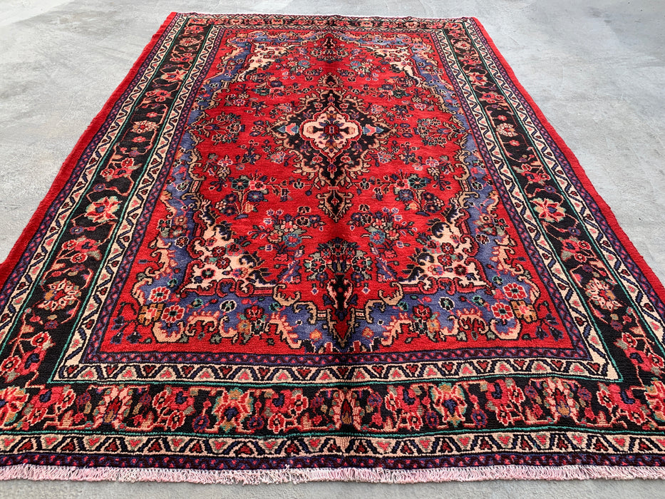 Handgemaakt Perzisch wollen karpet 213x305 - Rood, blauw & ivoor traditioneel Perzisch tapijt met medaillon - Exacte afmeting 315 cm x 216 cm - KBHM-1032