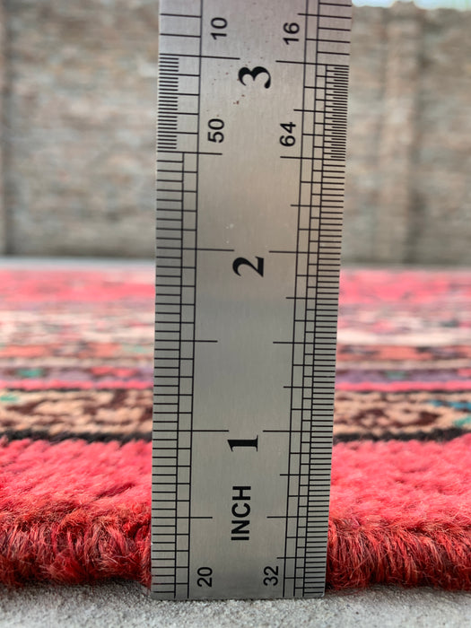 Handgemaakt Perzisch wollen vloerkleed 7x10 - Rood, ivoor & houtskool traditioneel geometrisch medaillon Perzische stijl kleed - Exacte afmeting 9'9" x 7'0" - KBHM-1033
