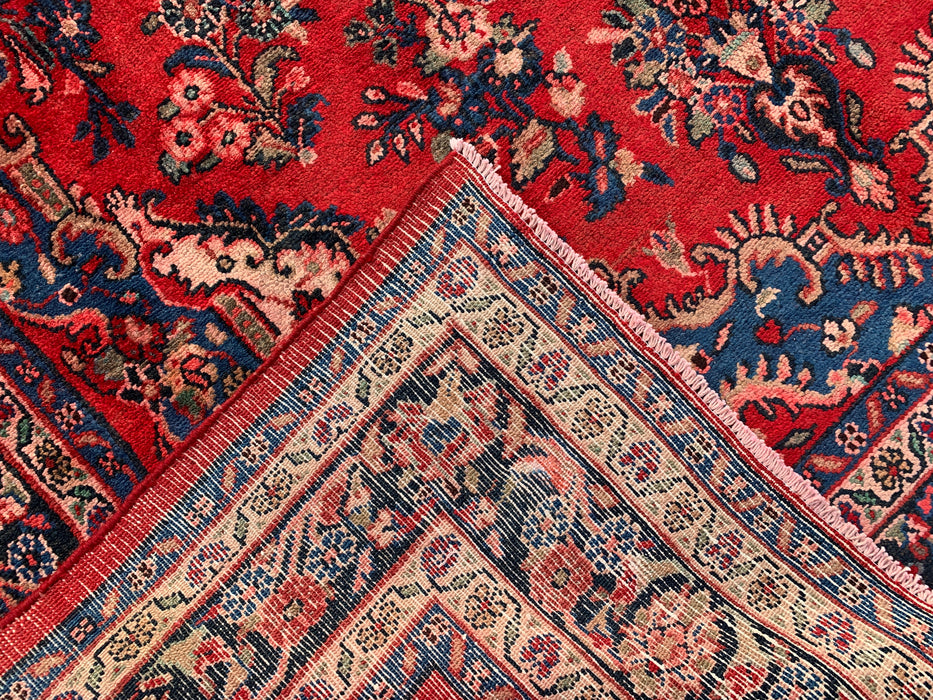 Handgemaakt Perzisch wollen vloerkleed 7x10 - Rood, blauw & ivoor traditioneel medaillon Perzisch stijl kleed - Exacte afmetingen 9'11" x 7'0" - KBHM-1034