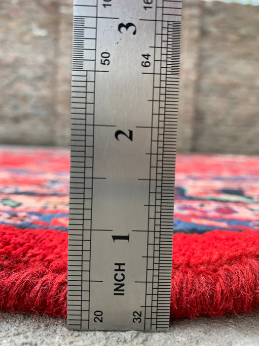 Handgemaakt Perzisch wollen vloerkleed 7x10 - Rood, blauw & ivoor traditioneel medaillon Perzisch stijl kleed - Exacte afmetingen 9'11" x 7'0" - KBHM-1034