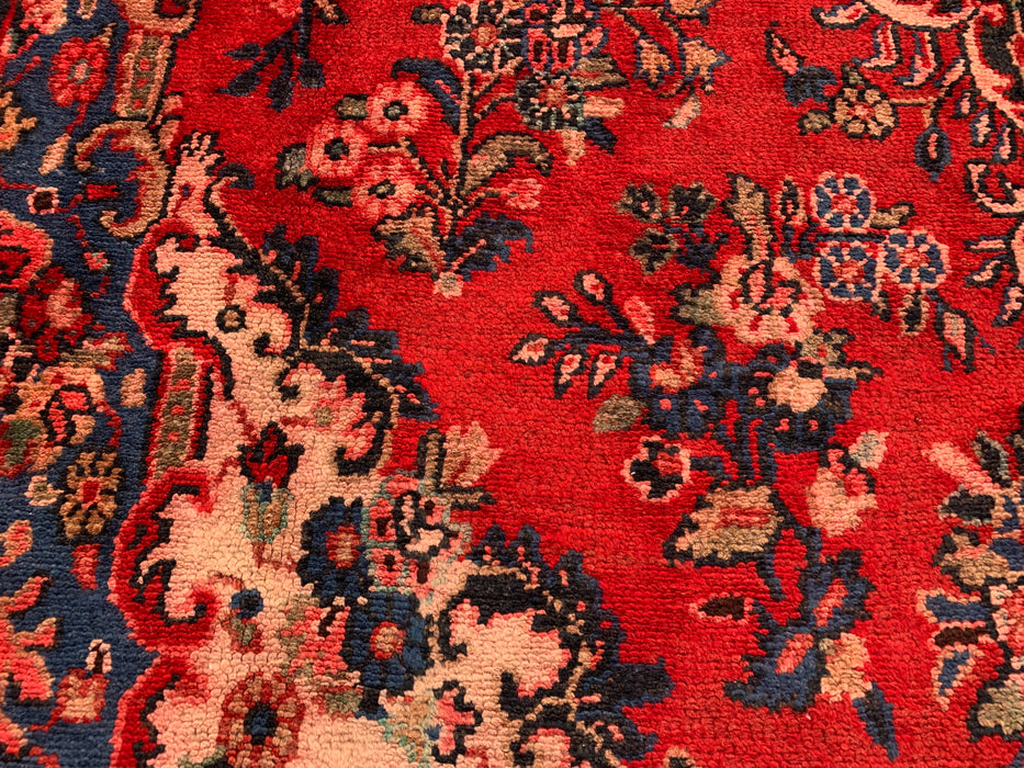 Handgemaakt Perzisch wollen vloerkleed 7x10 - Rood, blauw & ivoor traditioneel medaillon Perzisch stijl kleed - Exacte afmetingen 9'11" x 7'0" - KBHM-1034