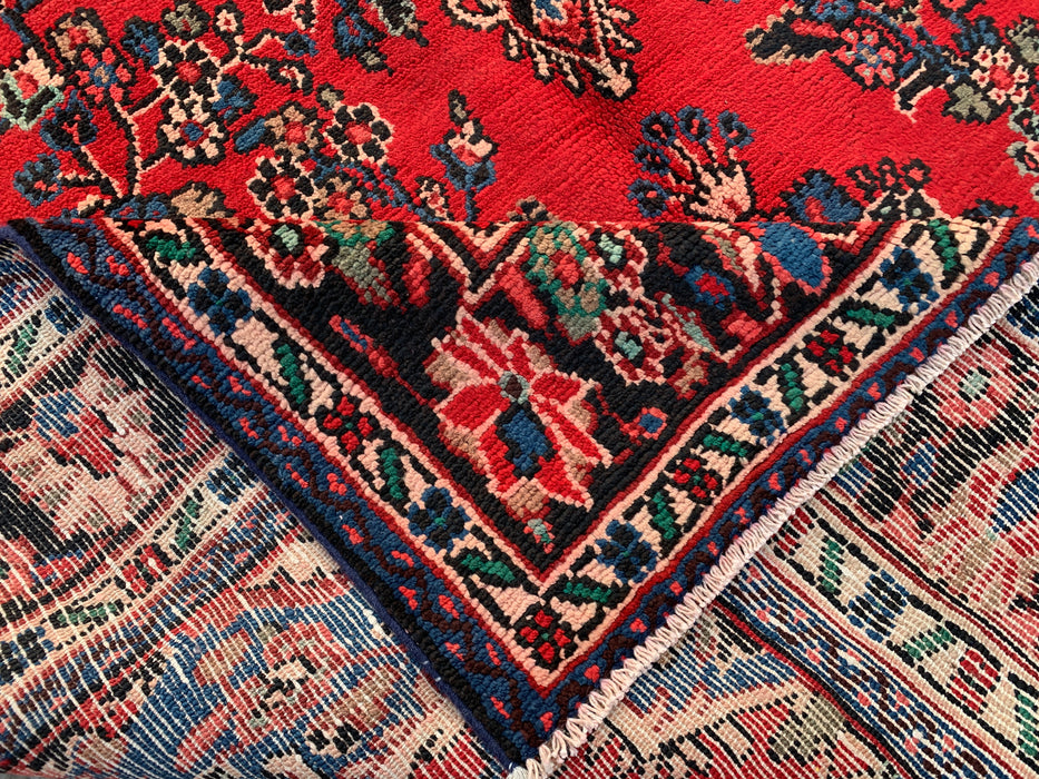 Handmade Persian Wool Area Rug 7x10 - Red, Navy & Ivory Traditional Medallion Persian Style Rug - Exact Size 9'7" x 6'4" - KBHM-1036