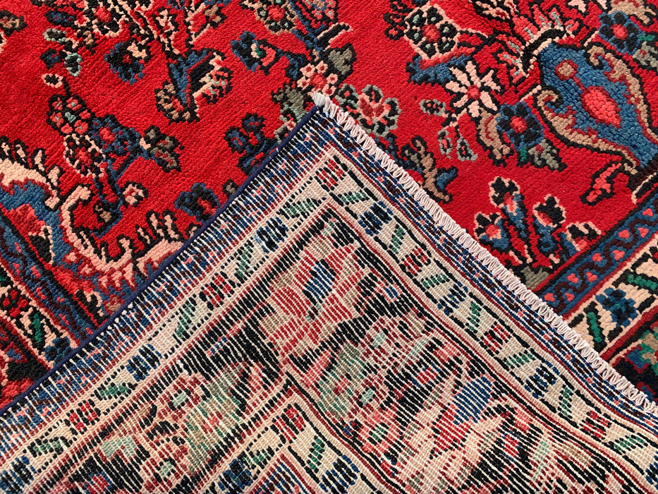 Handmade Persian Wool Area Rug 7x10 - Red, Navy & Ivory Traditional Medallion Persian Style Rug - Exact Size 9'7" x 6'4" - KBHM-1036