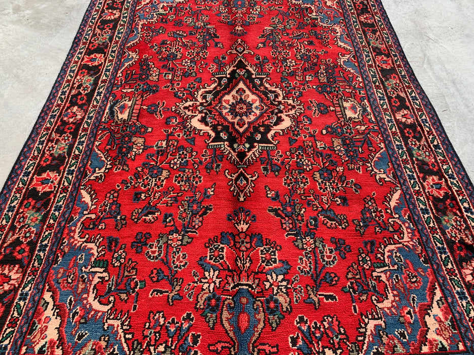 Handmade Persian Wool Area Rug 7x10 - Red, Navy & Ivory Traditional Medallion Persian Style Rug - Exact Size 9'7" x 6'4" - KBHM-1036