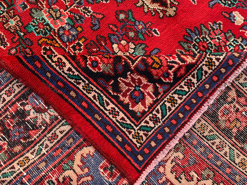 Handgemaakt Perzisch wollen vloerkleed 215x300 cm - Rood, blauw en ivoor traditioneel medaillon Perzisch stijl kleed - Exacte afmeting 297 cm x 216 cm - KBHM-1037