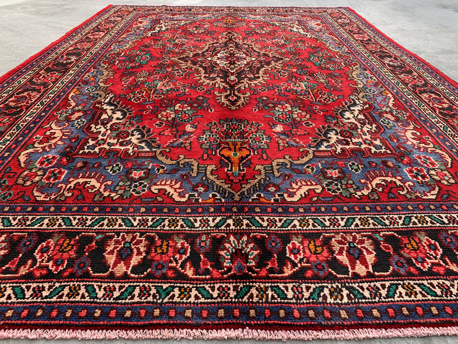 Handgemaakt Perzisch wollen vloerkleed 215x300 cm - Rood, blauw en ivoor traditioneel medaillon Perzisch stijl kleed - Exacte afmeting 297 cm x 216 cm - KBHM-1037