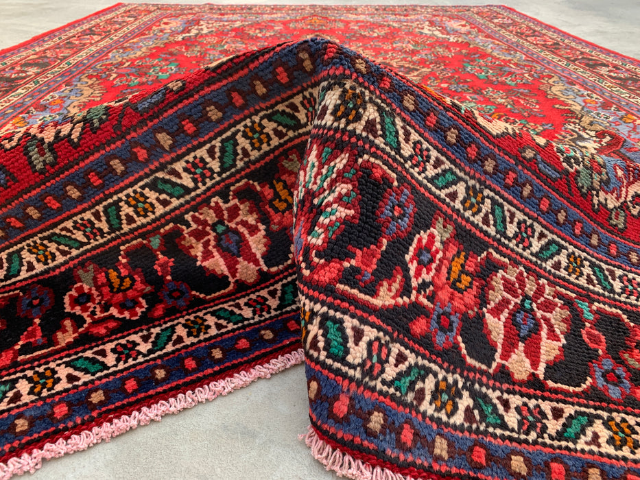 Handgemaakt Perzisch wollen vloerkleed 215x300 cm - Rood, blauw en ivoor traditioneel medaillon Perzisch stijl kleed - Exacte afmeting 297 cm x 216 cm - KBHM-1037