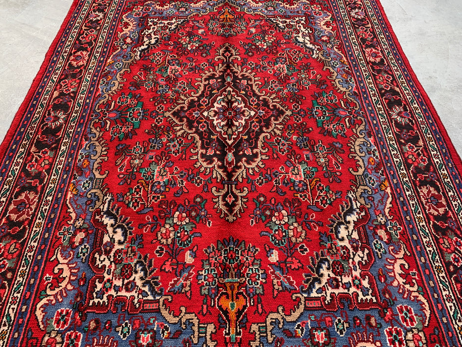 Handgemaakt Perzisch wollen vloerkleed 215x300 cm - Rood, blauw en ivoor traditioneel medaillon Perzisch stijl kleed - Exacte afmeting 297 cm x 216 cm - KBHM-1037