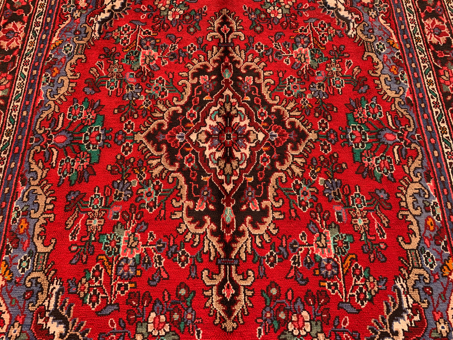 Handgemaakt Perzisch wollen vloerkleed 215x300 cm - Rood, blauw en ivoor traditioneel medaillon Perzisch stijl kleed - Exacte afmeting 297 cm x 216 cm - KBHM-1037