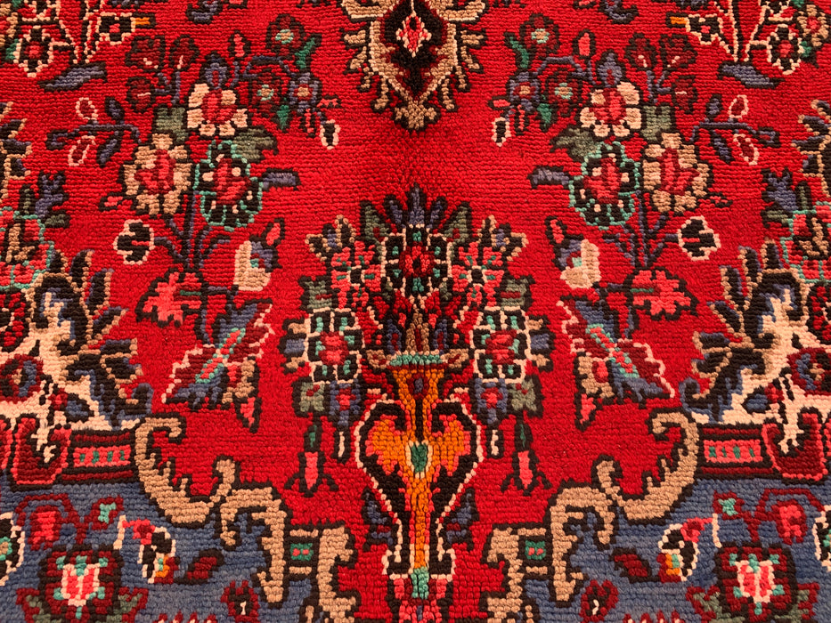 Handgemaakt Perzisch wollen vloerkleed 215x300 cm - Rood, blauw en ivoor traditioneel medaillon Perzisch stijl kleed - Exacte afmeting 297 cm x 216 cm - KBHM-1037
