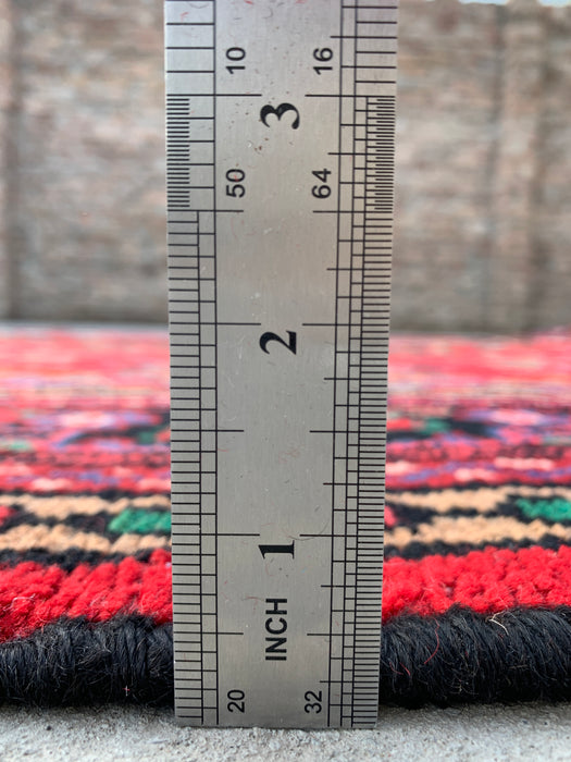 Handgemaakt Perzisch wollen vloerkleed 7x10 - Rood, blauw & ivoor traditioneel medaillon Perzisch stijl kleed - Exacte afmeting 10'0" x 7'3" - KBHM-1039