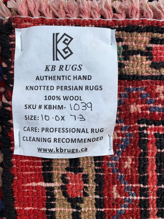Handgemaakt Perzisch wollen vloerkleed 7x10 - Rood, blauw & ivoor traditioneel medaillon Perzisch stijl kleed - Exacte afmeting 10'0" x 7'3" - KBHM-1039