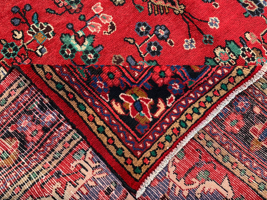 Handgemaakt Perzisch wollen vloerkleed 7x10 - Rood, blauw & ivoor traditioneel medaillon Perzisch stijl kleed - Exacte afmeting 10'0" x 7'3" - KBHM-1039