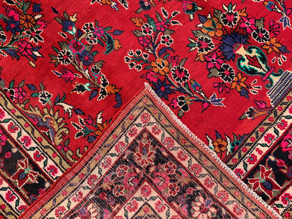 Handgemaakt Perzisch wollen vloerkleed 210x300 cm - Rood, marineblauw & ivoor traditioneel bloemenmedaillon Perzische stijl kleed - Exacte maat 297 cm x 211 cm - KBHM-1041