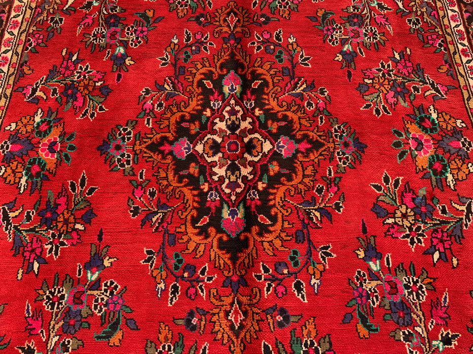 Handgemaakt Perzisch wollen vloerkleed 210x300 cm - Rood, marineblauw & ivoor traditioneel bloemenmedaillon Perzische stijl kleed - Exacte maat 297 cm x 211 cm - KBHM-1041