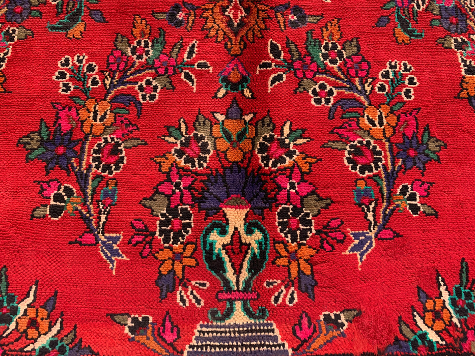 Handgemaakt Perzisch wollen vloerkleed 210x300 cm - Rood, marineblauw & ivoor traditioneel bloemenmedaillon Perzische stijl kleed - Exacte maat 297 cm x 211 cm - KBHM-1041