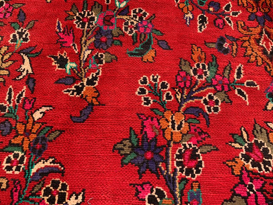 Handgemaakt Perzisch wollen vloerkleed 7x10 - Rood, blauw & ivoorkleurig traditioneel medaillon Perzisch stijl tapijt - Exacte afmeting 315 cm x 211 cm - KBHM-1040