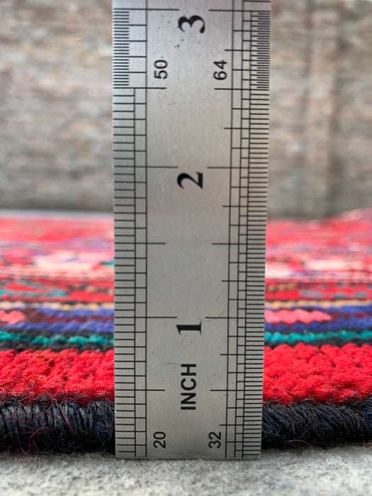 Handgemaakt Perzisch wollen vloerkleed 7x10 - Rood, marineblauw & ivoorkleurig traditioneel medaillon Perzisch stijl kleed - Exacte afmeting 10'1" x 6'10" - KBHM-1042