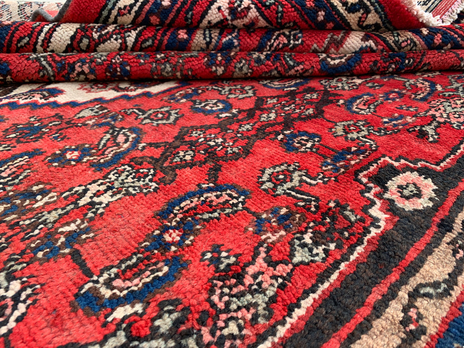 Handgemaakt Perzisch wollen vloerkleed 210x305 cm - Rood, ivoor & marineblauw traditioneel geometrisch medaillon Perzisch stijl kleed - Exacte afmetingen 315 cm x 211 cm - KBHM-1043