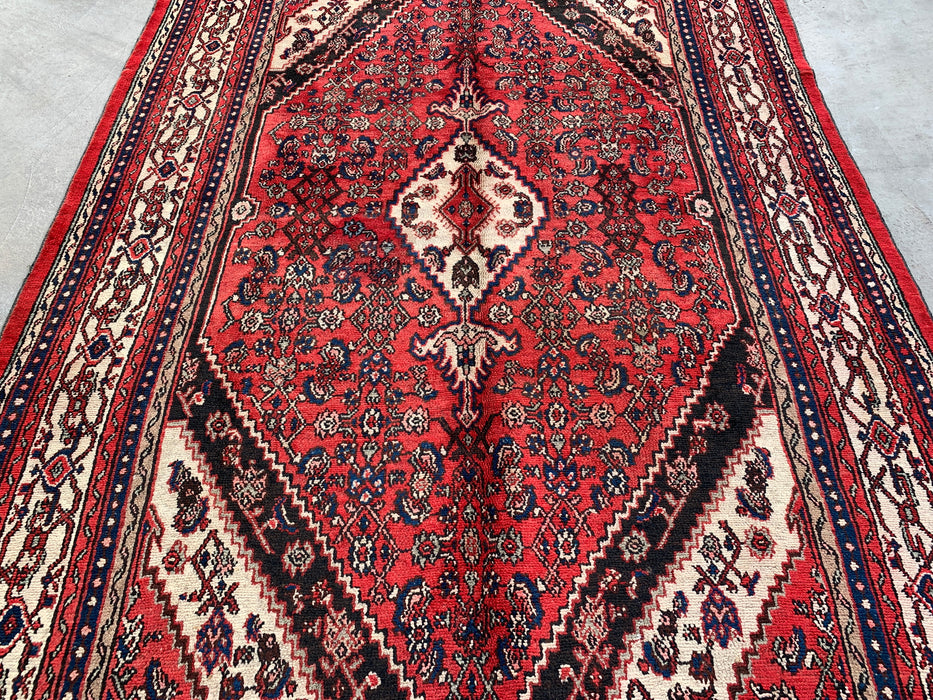 Handgemaakt Perzisch wollen vloerkleed 210x305 cm - Rood, ivoor & marineblauw traditioneel geometrisch medaillon Perzisch stijl kleed - Exacte afmetingen 315 cm x 211 cm - KBHM-1043