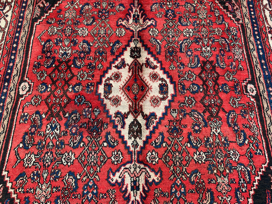 Handgemaakt Perzisch wollen vloerkleed 210x305 cm - Rood, ivoor & marineblauw traditioneel geometrisch medaillon Perzisch stijl kleed - Exacte afmetingen 315 cm x 211 cm - KBHM-1043
