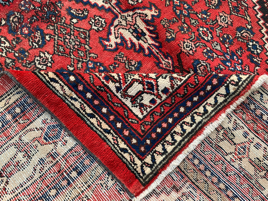 Handgemaakt Perzisch wollen vloerkleed 210x305 cm - Rood, ivoor & marineblauw traditioneel geometrisch medaillon Perzisch stijl kleed - Exacte afmetingen 315 cm x 211 cm - KBHM-1043