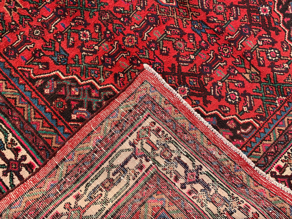 Handgemaakt Perzisch wollen vloerkleed 7x10 - Rood, ivoor & marineblauw traditioneel geometrisch medaillon Perzische stijl kleed - Exacte afmeting 10'6" x 6'8" - KBHM-1045