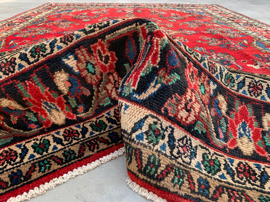 Handgemaakt Perzisch wollen vloerkleed 213x305 cm - Rood, blauw & ivoorkleurig traditioneel Perzisch medaillonkleed - Exacte afmeting 295 cm x 213 cm - KBHM-1047