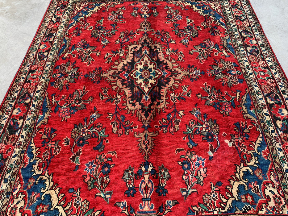 Handgemaakt Perzisch wollen vloerkleed 213x305 cm - Rood, blauw & ivoorkleurig traditioneel Perzisch medaillonkleed - Exacte afmeting 295 cm x 213 cm - KBHM-1047