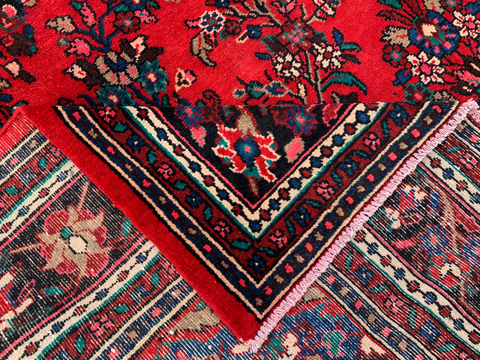 11'8 x 8'11 handgeknoopt Perzisch wollen tapijt in rood, blauw & ivoor met traditioneel medaillonontwerp | KBHM-1060
