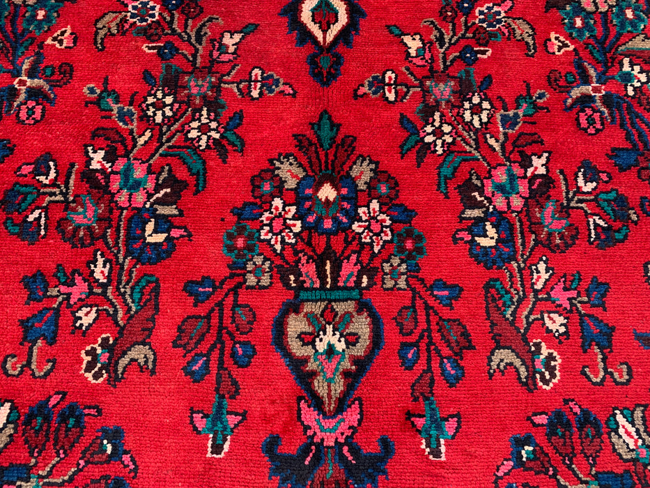11'8 x 8'11 handgeknoopt Perzisch wollen tapijt in rood, blauw & ivoor met traditioneel medaillonontwerp | KBHM-1060