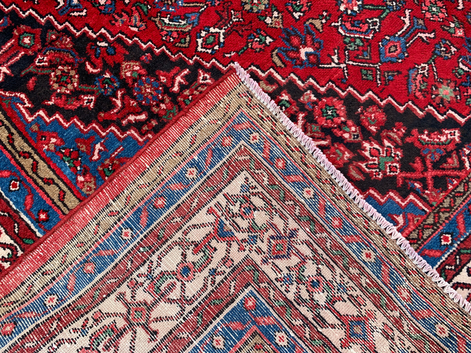 11'6 x 8'7 handgeknoopt Perzisch wollen tapijt met traditioneel medaillonontwerp in rood, blauw & ivoor | KBHM-1065