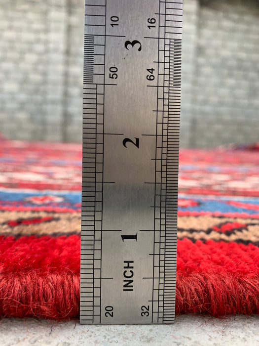 11'6 x 8'7 handgeknoopt Perzisch wollen tapijt met traditioneel medaillonontwerp in rood, blauw & ivoor | KBHM-1065