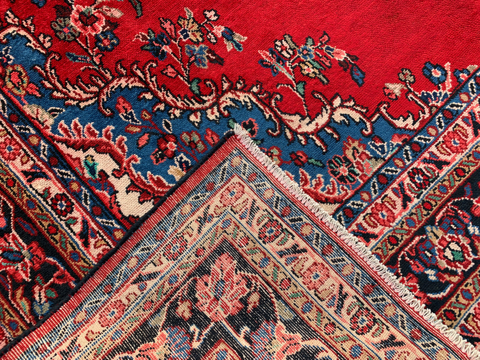 338 x 274 cm handgeknoopt Perzisch wollen tapijt in rood, blauw en ivoor met traditioneel medaillondesign | KBHM-1066