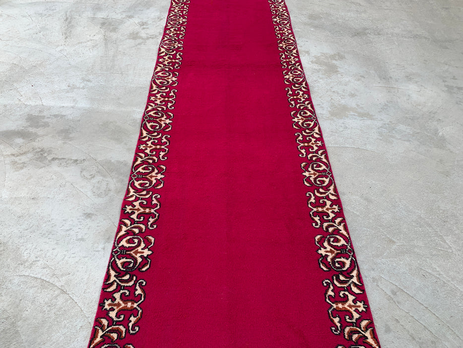 16'2 x 3'4 handgeknoopt Perzisch wollen loperkleed in fuchsia roze met ivoorkleurige sierrand | KBHM-1074