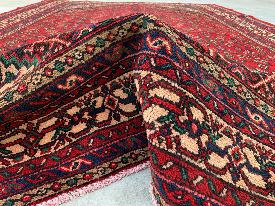 KBHM-1078 Handgeknoopt Perzisch wollen tapijt – 11'10 x 8'6 – Rood, blauw & ivoorkleurig traditioneel medaillon-karpet