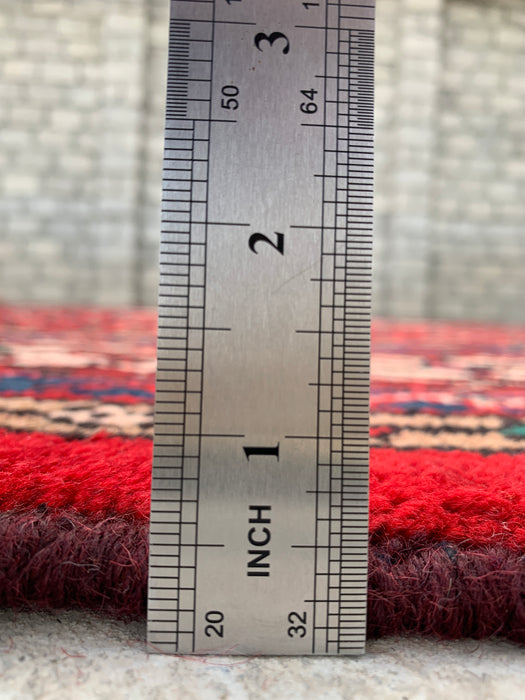 KBHM-1078 Handgeknoopt Perzisch wollen tapijt – 11'10 x 8'6 – Rood, blauw & ivoorkleurig traditioneel medaillon-karpet