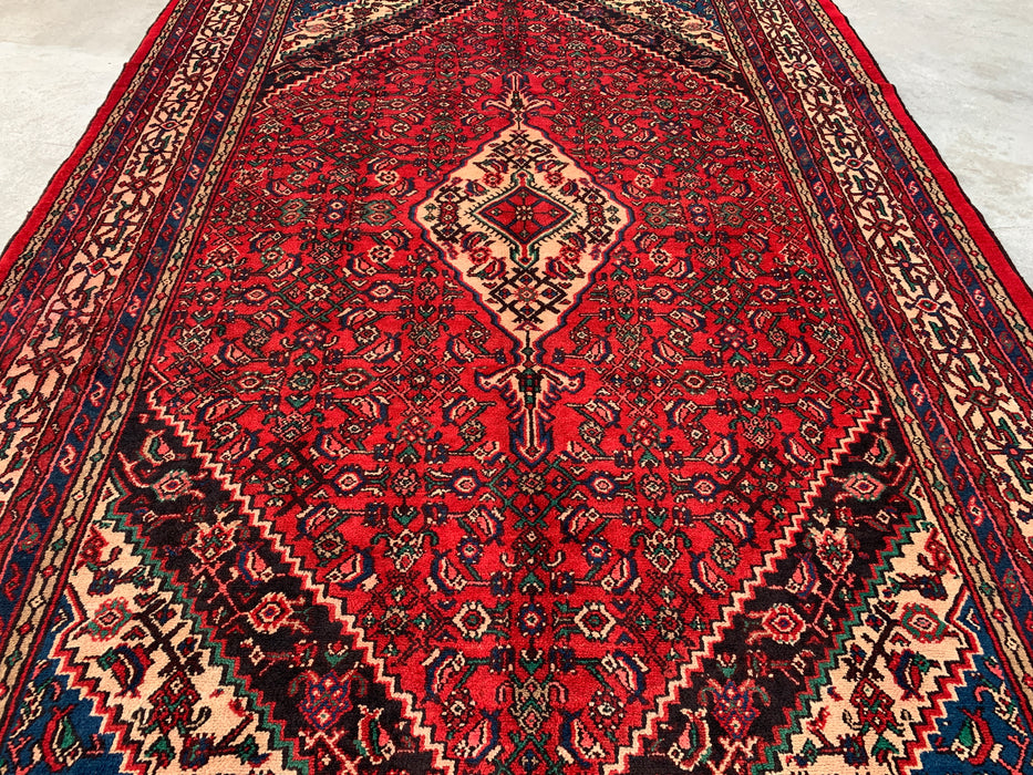 KBHM-1078 Handgeknoopt Perzisch wollen tapijt – 11'10 x 8'6 – Rood, blauw & ivoorkleurig traditioneel medaillon-karpet