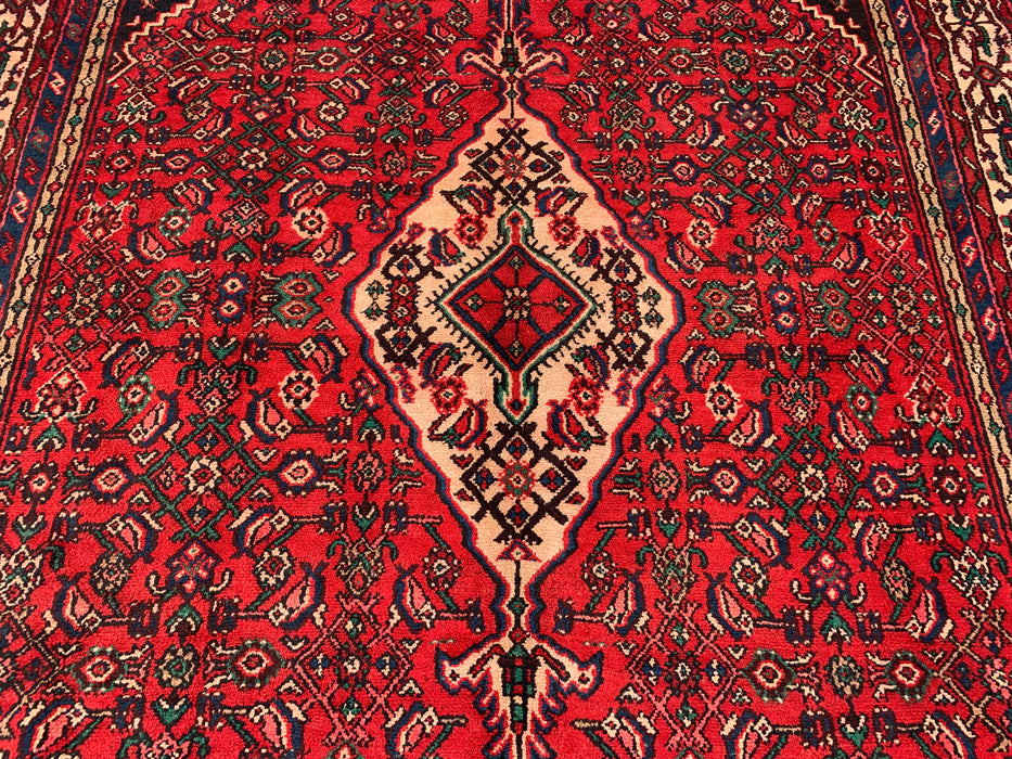 KBHM-1078 Handgeknoopt Perzisch wollen tapijt – 11'10 x 8'6 – Rood, blauw & ivoorkleurig traditioneel medaillon-karpet