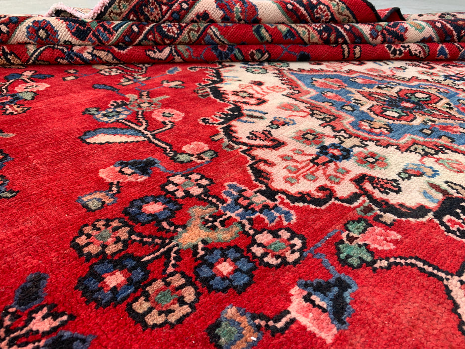KBHM-1079 Handgeknoopt Perzisch wollen tapijt – 353 cm x 264 cm Rood, blauw & ivoor traditioneel vloerkleed