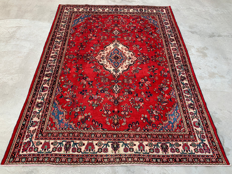 KBHM-1079 Handgeknoopt Perzisch wollen tapijt – 353 cm x 264 cm Rood, blauw & ivoor traditioneel vloerkleed