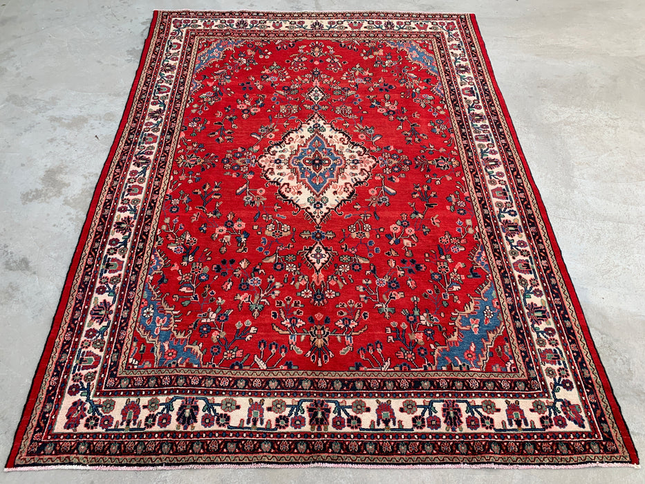 KBHM-1079 Handgeknoopt Perzisch wollen tapijt – 353 cm x 264 cm Rood, blauw & ivoor traditioneel vloerkleed