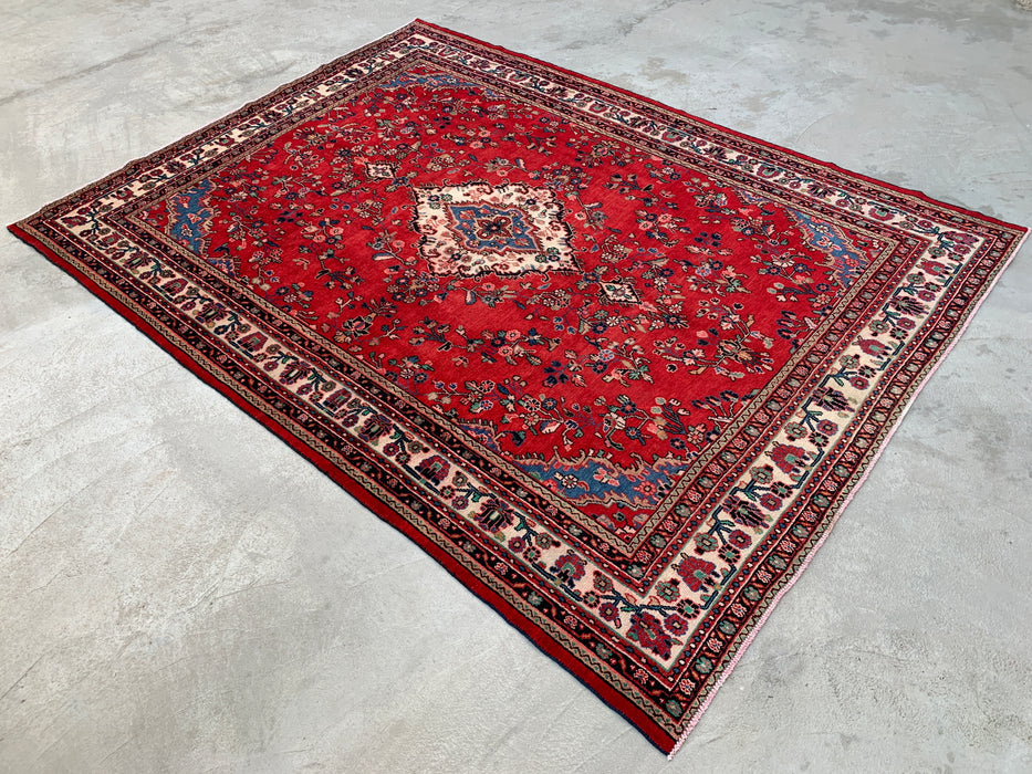 KBHM-1079 Handgeknoopt Perzisch wollen tapijt – 353 cm x 264 cm Rood, blauw & ivoor traditioneel vloerkleed