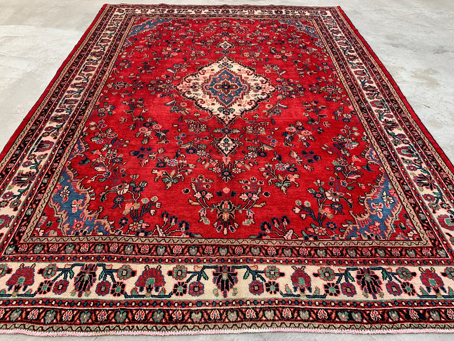 KBHM-1079 Handgeknoopt Perzisch wollen tapijt – 353 cm x 264 cm Rood, blauw & ivoor traditioneel vloerkleed