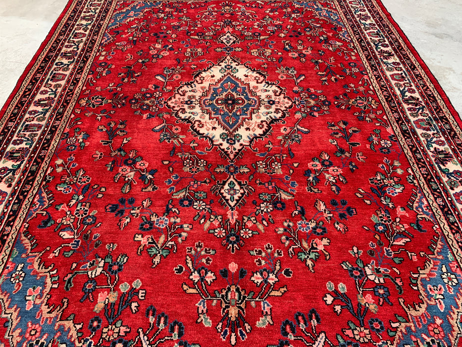 KBHM-1079 Handgeknoopt Perzisch wollen tapijt – 353 cm x 264 cm Rood, blauw & ivoor traditioneel vloerkleed