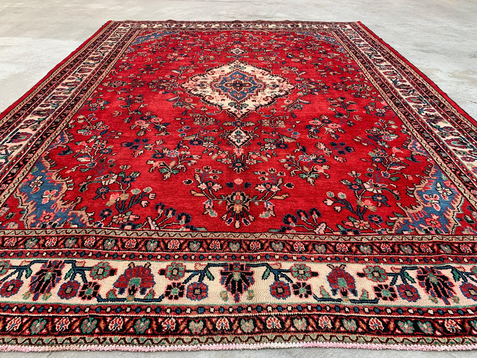 KBHM-1079 Handgeknoopt Perzisch wollen tapijt – 353 cm x 264 cm Rood, blauw & ivoor traditioneel vloerkleed